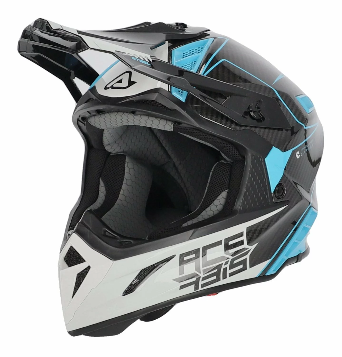 ACERBIS HELMET STEEL CARBON WHITE/BLUE SMALL 3 ACERBIS HELMET STEEL CARBON WHITE/BLUE SMALL