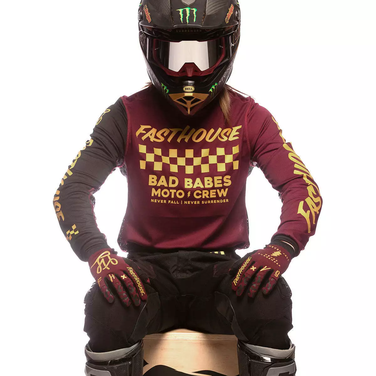 Fasthouse Grindhouse Golden Crew Womens Jersey - Maroon - S 7 Fasthouse Grindhouse Golden Crew Womens Jersey - Maroon - S - Image 5