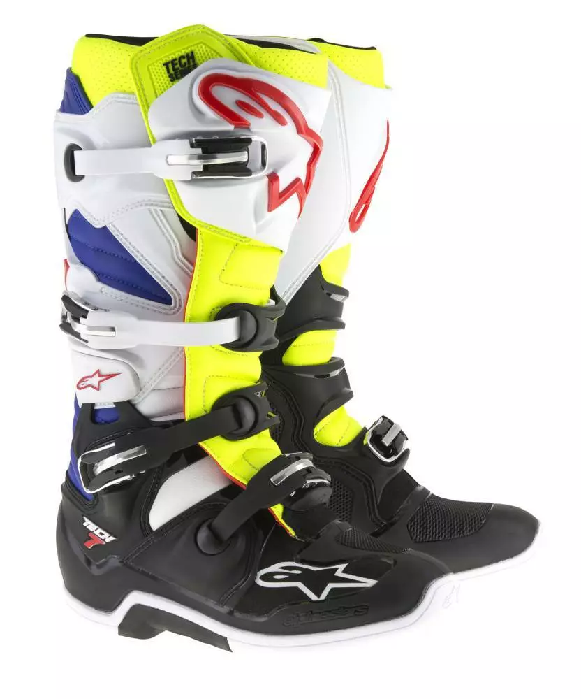 Alpinestars Tech 7 White Yellow Blue Boots - 9 - Adult 3 Alpinestars Tech 7 White Yellow Blue Boots - 9 - Adult