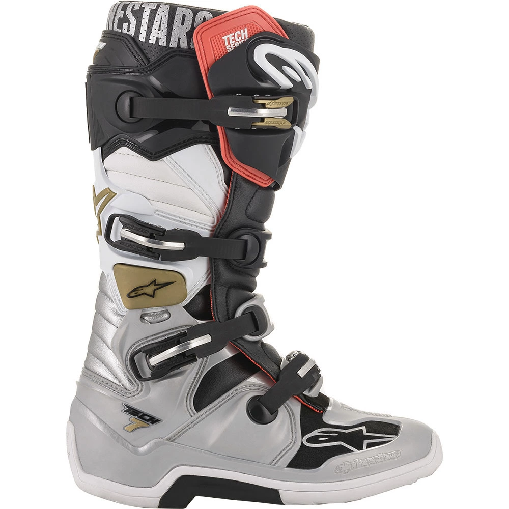 Alpinestars Tech 7 Black Silver White And Gold Boots - White - 8 - Adult 4 Alpinestars Tech 7 Black Silver White And Gold Boots - White - 8 - Adult - Image 2