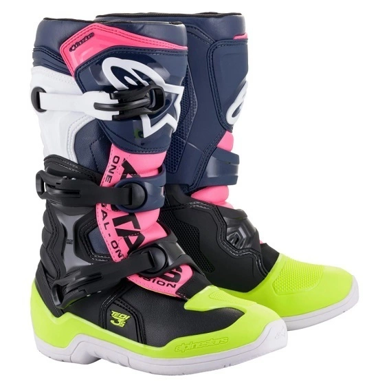 Alpinestars Youth Tech 3S V2 Black Blue Pink Boots - Black/Blue/Pink - 4 3 Alpinestars Youth Tech 3S V2 Black Blue Pink Boots - Black/Blue/Pink - 4