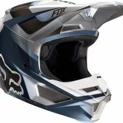 Fox Youth V1 Motif Blue Grey Helmet