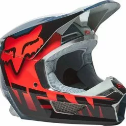 Fox 2022 V1 Trice Grey Orange ECE Helmet - Unisex - Small