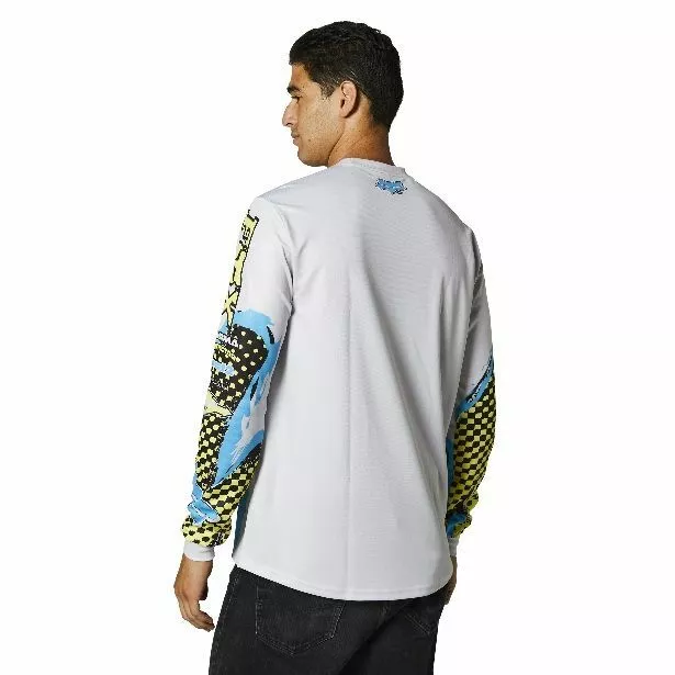 Fox Brushed Grey Blue Yellow Long Sleeve Jersey 4 Fox Brushed Grey Blue Yellow Long Sleeve Jersey - Image 2