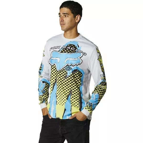 Fox Brushed Grey Blue Yellow Long Sleeve Jersey 5 Fox Brushed Grey Blue Yellow Long Sleeve Jersey - Image 3