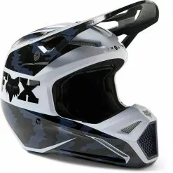 Fox 2023 V1 Nuklr Helmet - Black/White/Blue - 2XL