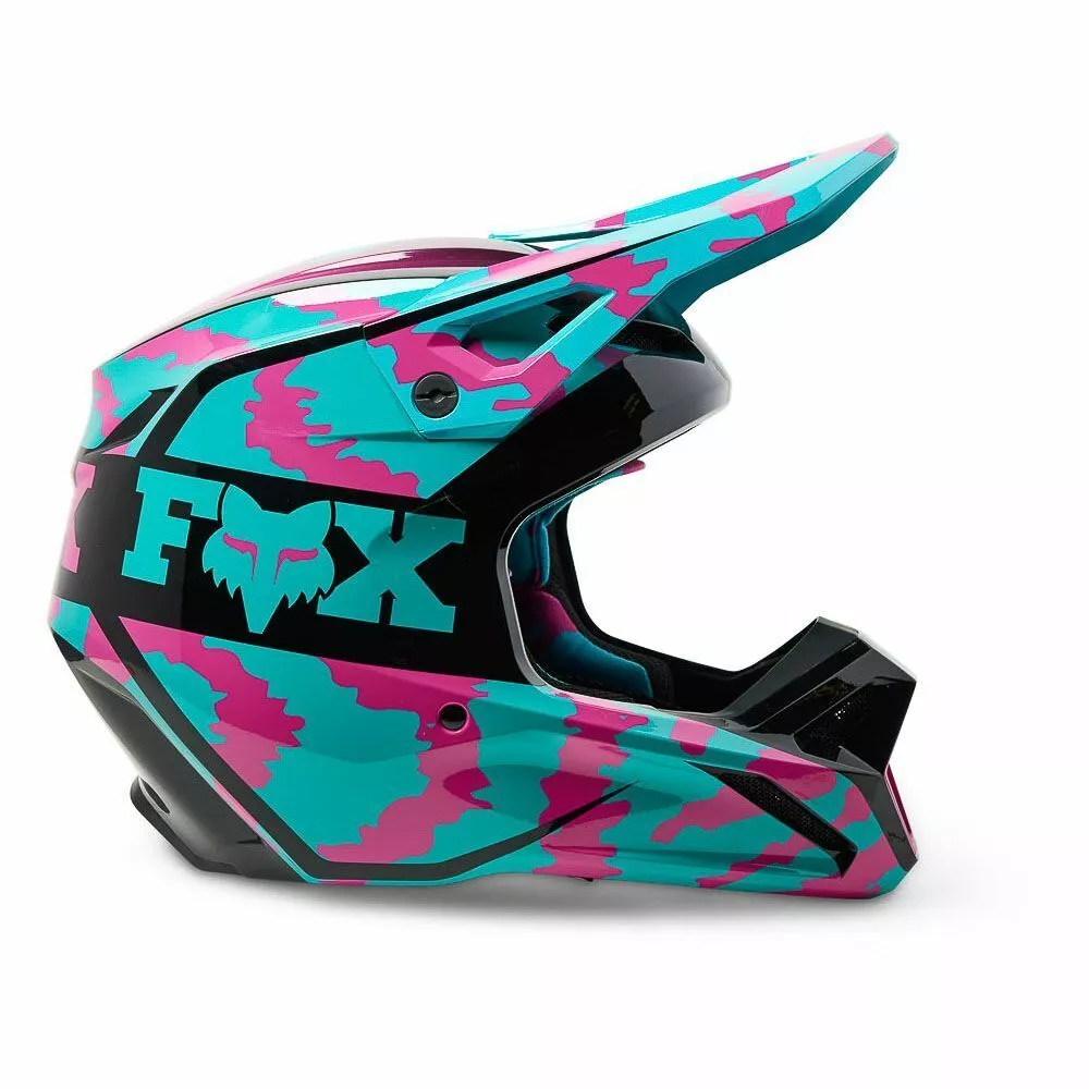 Fox 2023 V1 Nuklr Youth Helmet - Teal/Pink - M 4 Fox 2023 V1 Nuklr Youth Helmet - Teal/Pink - M - Image 2