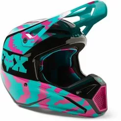 Fox 2023 V1 Nuklr Youth Helmet - Teal/Pink - M