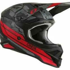 Oneal 2022 3 Series Camo V.22 Black Red Helmet - Unisex - Large - Adult - Black/Red