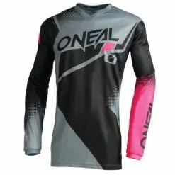 Oneal 2022 Womens Element Racewear V.22 Black Grey Pink Jersey - Women Specific - Medium - Adult - Black/Grey/Pink