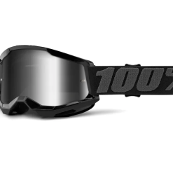 100% Strata2 Black Mirror Silver Goggles